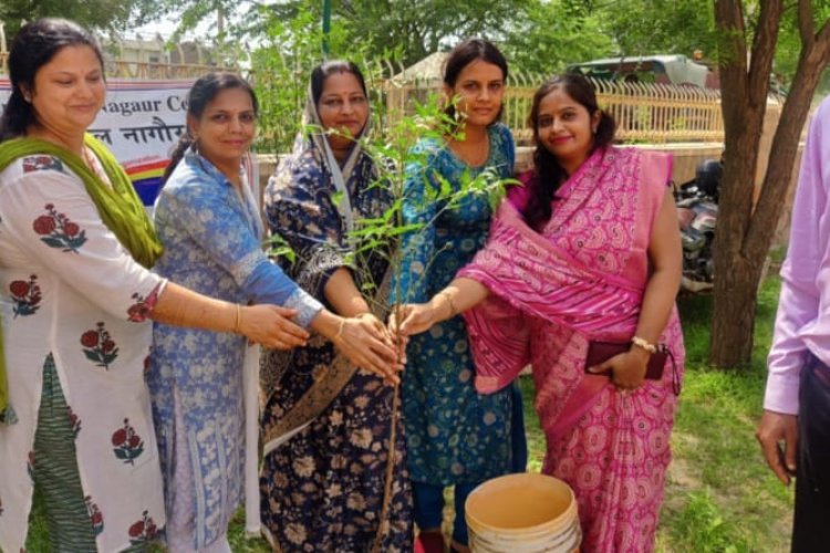 एस वी एस स्कूल में महावीर इंटरनेशनल नागौर संस्था द्वारा वृक्षारोपण किया गया