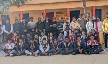 महात्मा गांधी विद्यालय कठौती में उत्कृष्ट खिलाड़ियों का सम्मान समारोह।