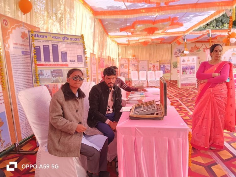 विकास प्रदर्शनी में नेत्र जांच एवं चश्मा वितरण शिविर का सफल आयोजन